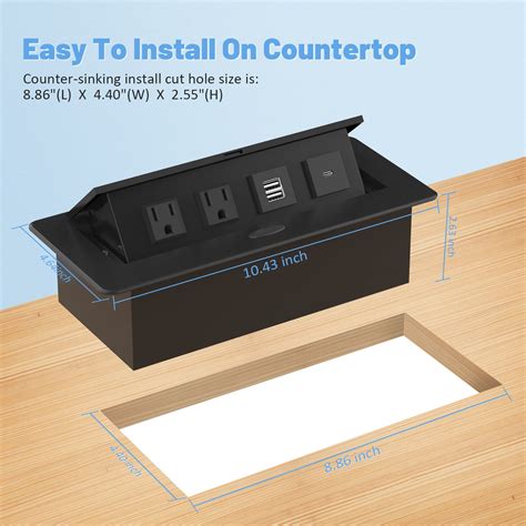 electrical pop up box size|recessed pop up outlet.